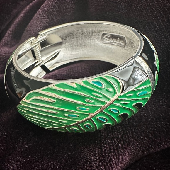Sequin Monstera Chunky Bangle - Picture 1 of 2